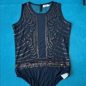 Molly Bracken black transparency Sequin Bodysuit